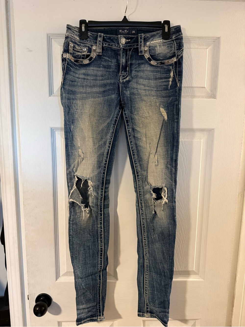 Miss Me Distressed Medium Blue Skinny Jeans